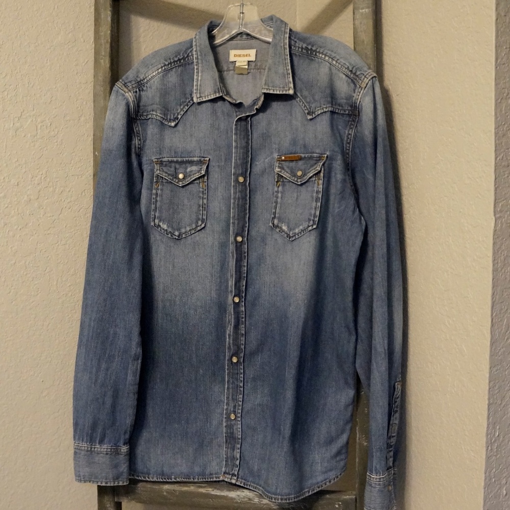 Diesel Men's Denim Jean Longsleeve Shirt